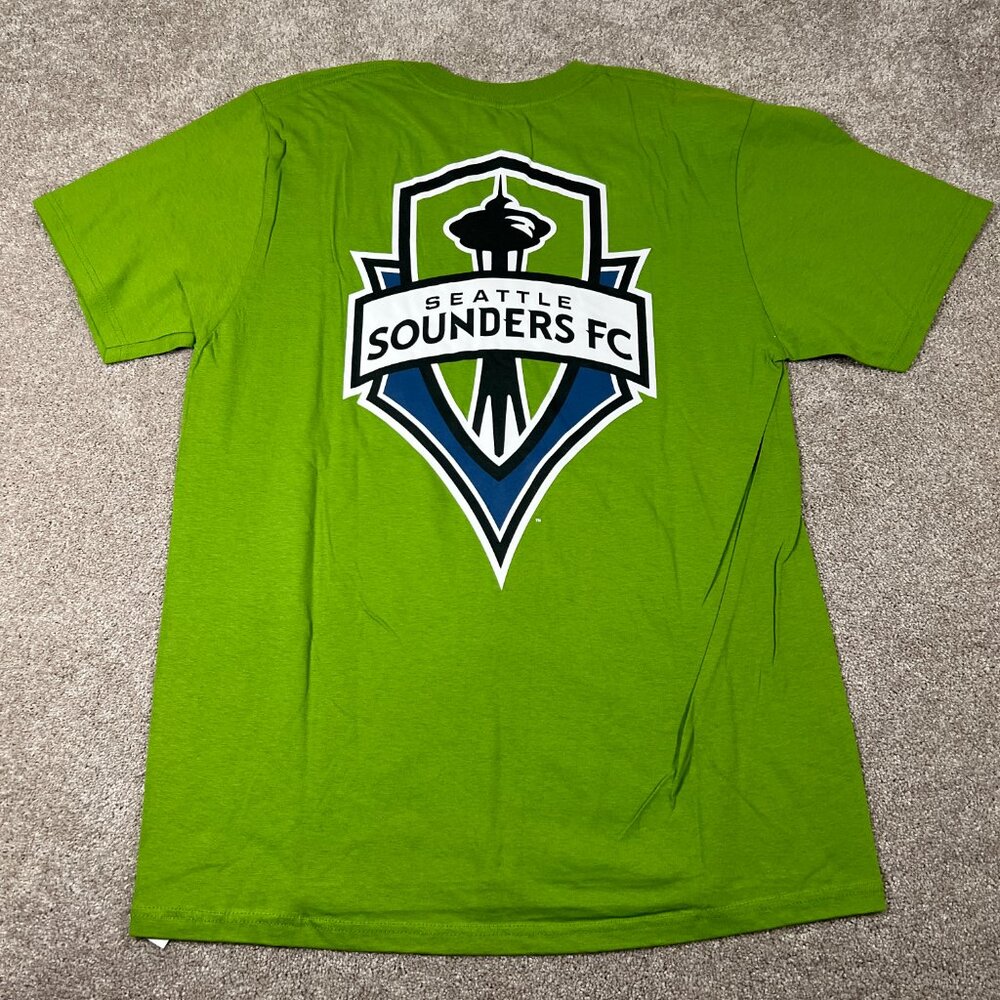 Adidas Mens L Green Graphic Seattle Sounders FC Soccer MLS The Go-To‎ Tee NWT